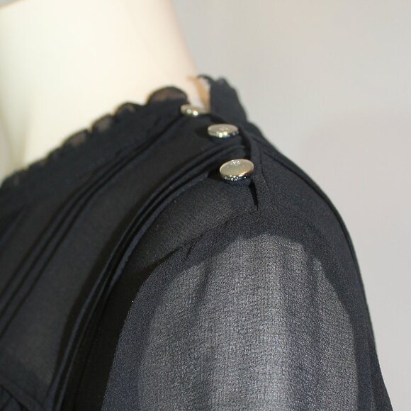 Wilfred Aritzia long sleeve black sheer ruffle collar blouse size large - Picture 4 of 8